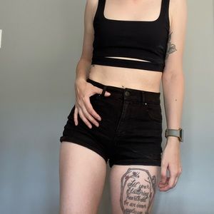 Black high waisted Garage shorts